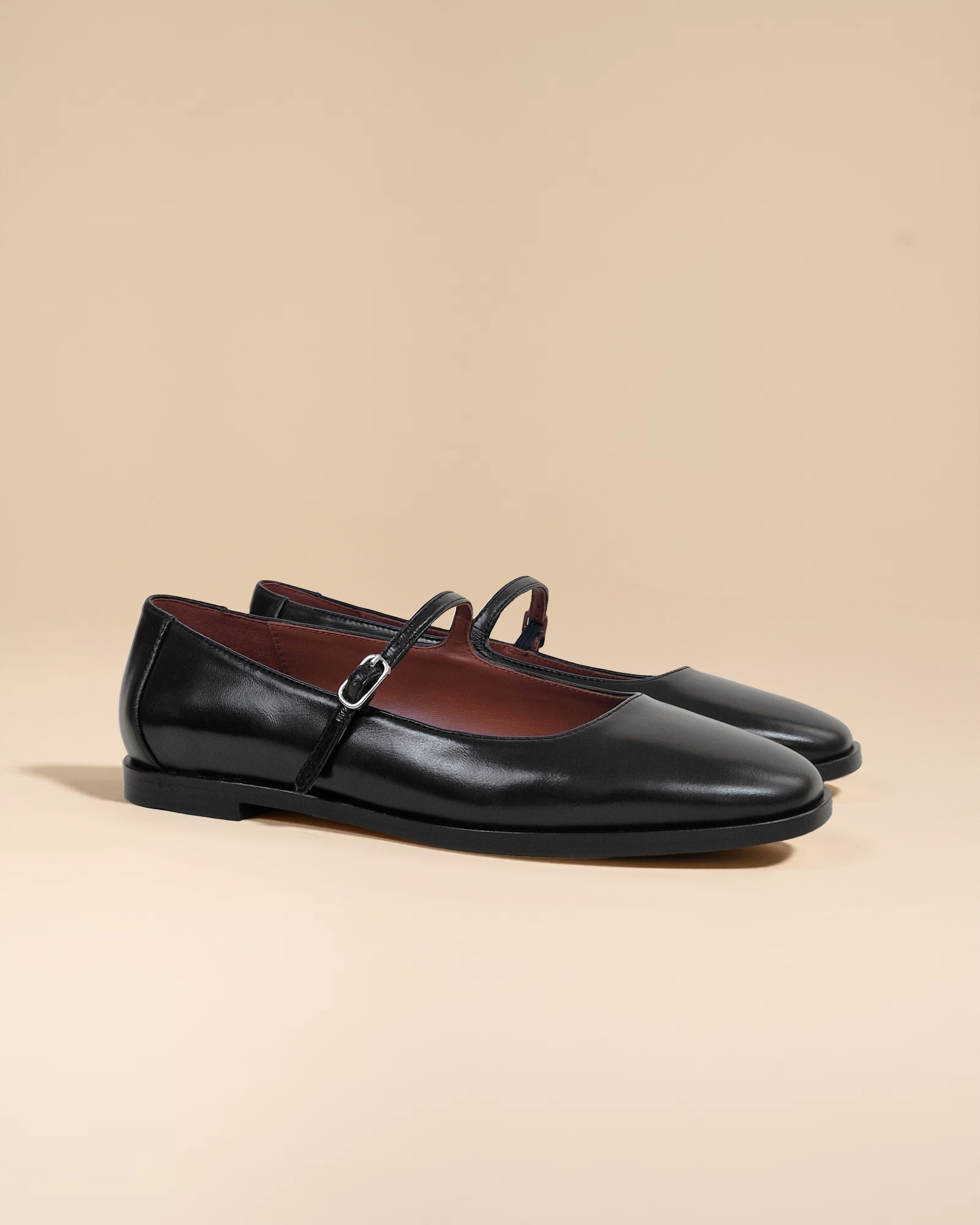 Ballerines Heyraud En Cuir De Veau Noir Violine - Taille 36, Très Bon état D'occasion, Bout Carré