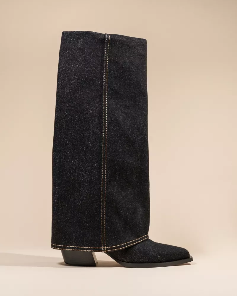 CUFFED BOOTS JOAN BLACK DENIM