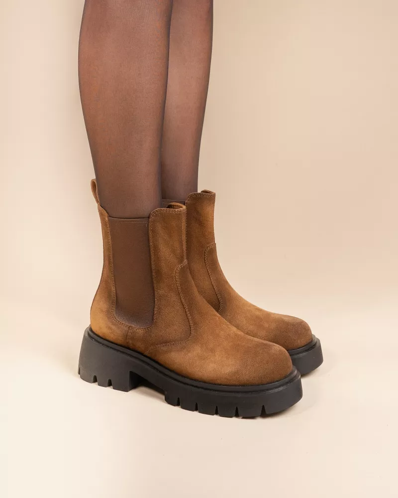 CHUNKY NOTCHED SOLE LOW BOOTS ARNE BROWN SUEDE