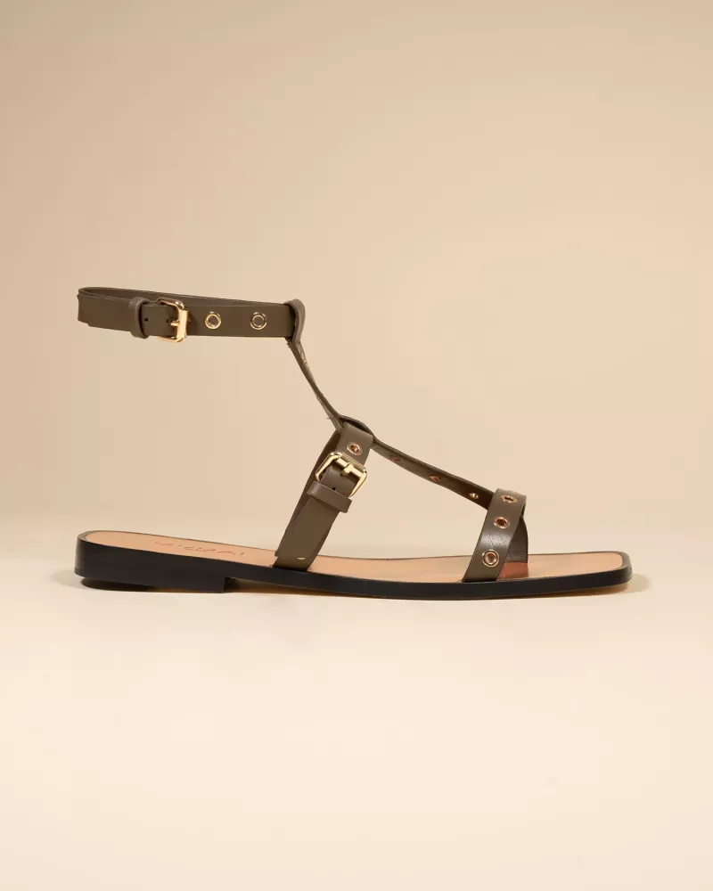 Bonnie Kaki Flat Strappy Sandals