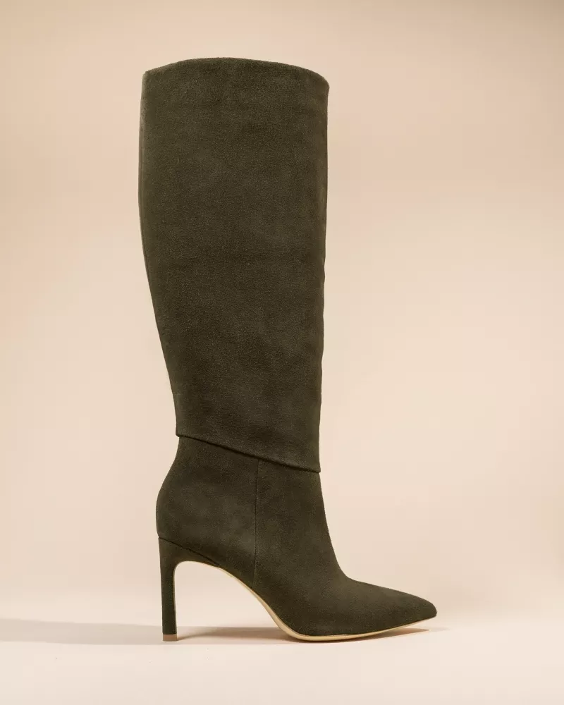 COCO KAKI SUEDE STILETTO HEEL KHAKI SUEDE BOOTS