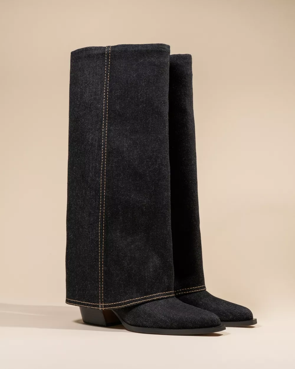 CUFFED BOOTS JOAN BLACK DENIM