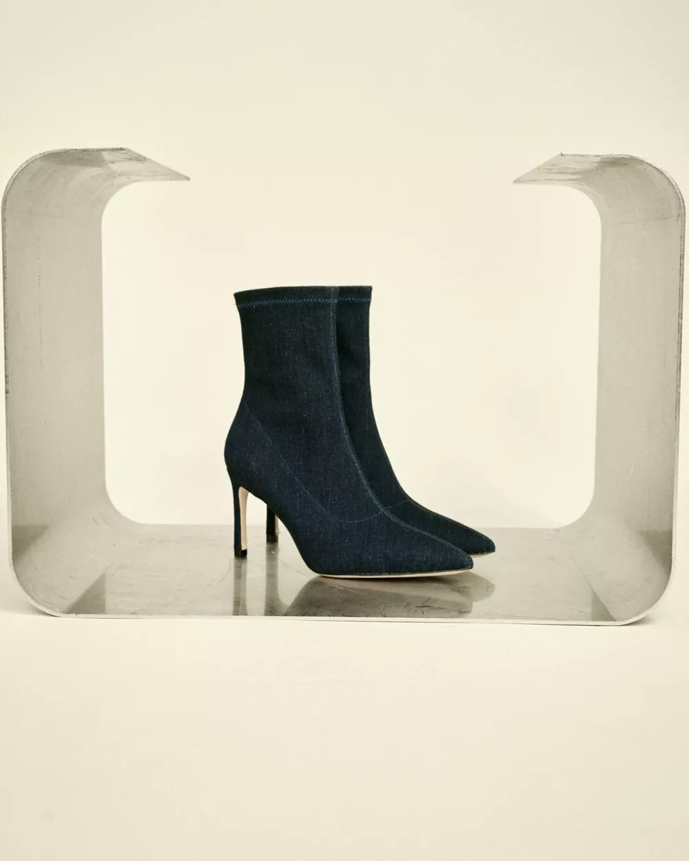 STRETCH BOOTS IN BLUE DENIM WITH POINTED TOE AND STILETTO HEEL EMIN BUE DENIM