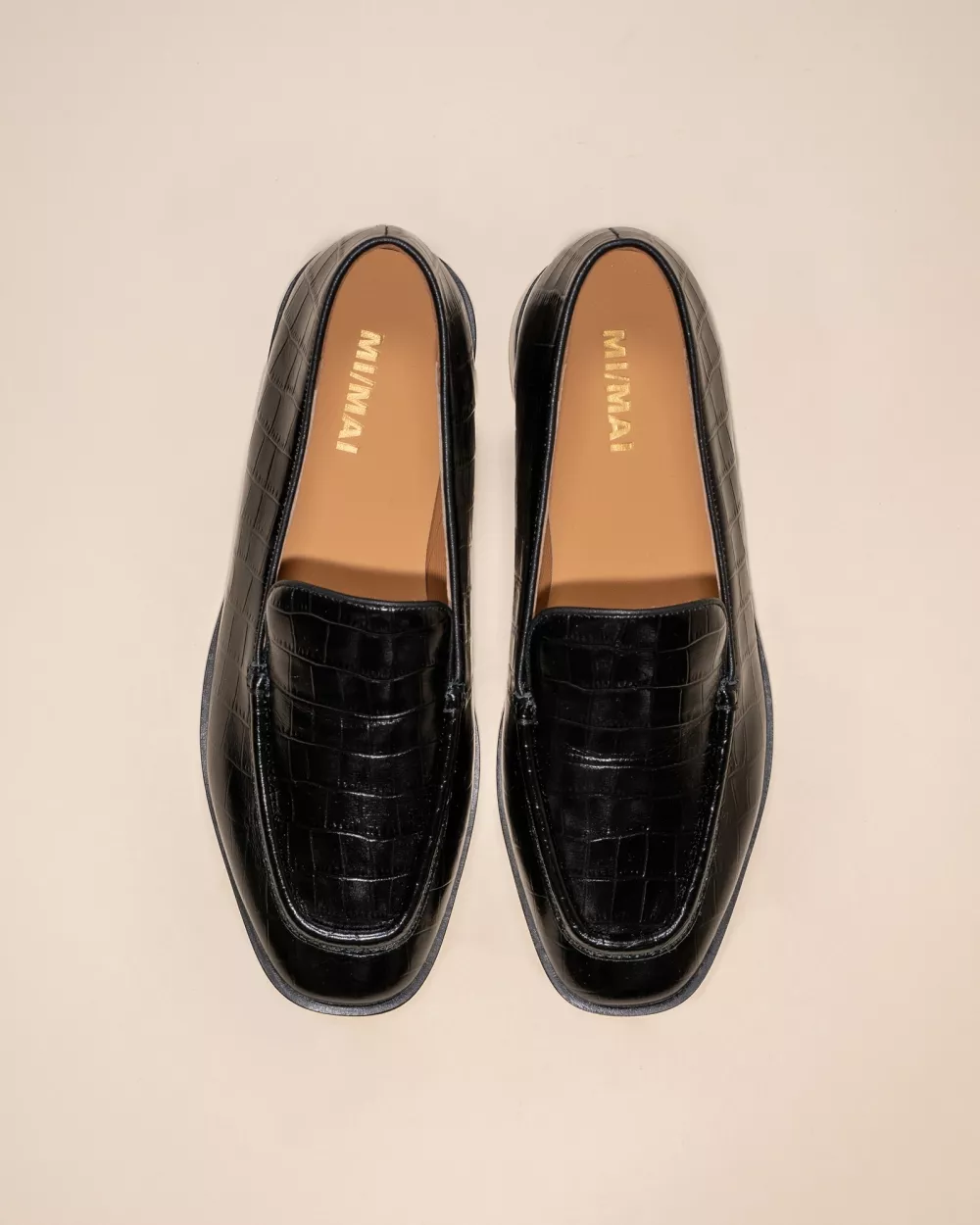 CROCODILE-EMBOSSED LEATHER AALTO BLACK CROC LOAFERS