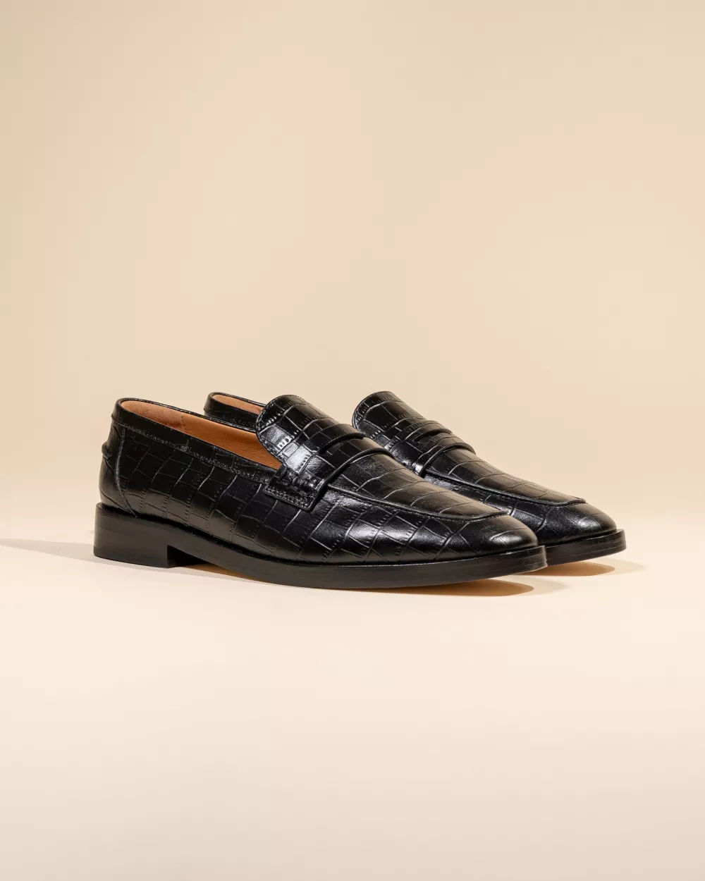 CROCODILE-EMBOSSED LEATHER LUCIANO BLACK CROC LOAFERS