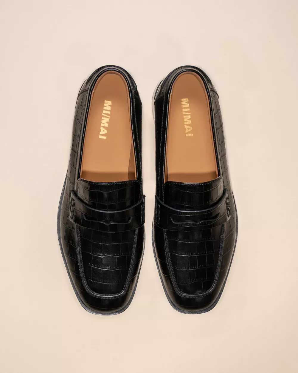 CROCODILE-EMBOSSED LEATHER LUCIANO BLACK CROC LOAFERS