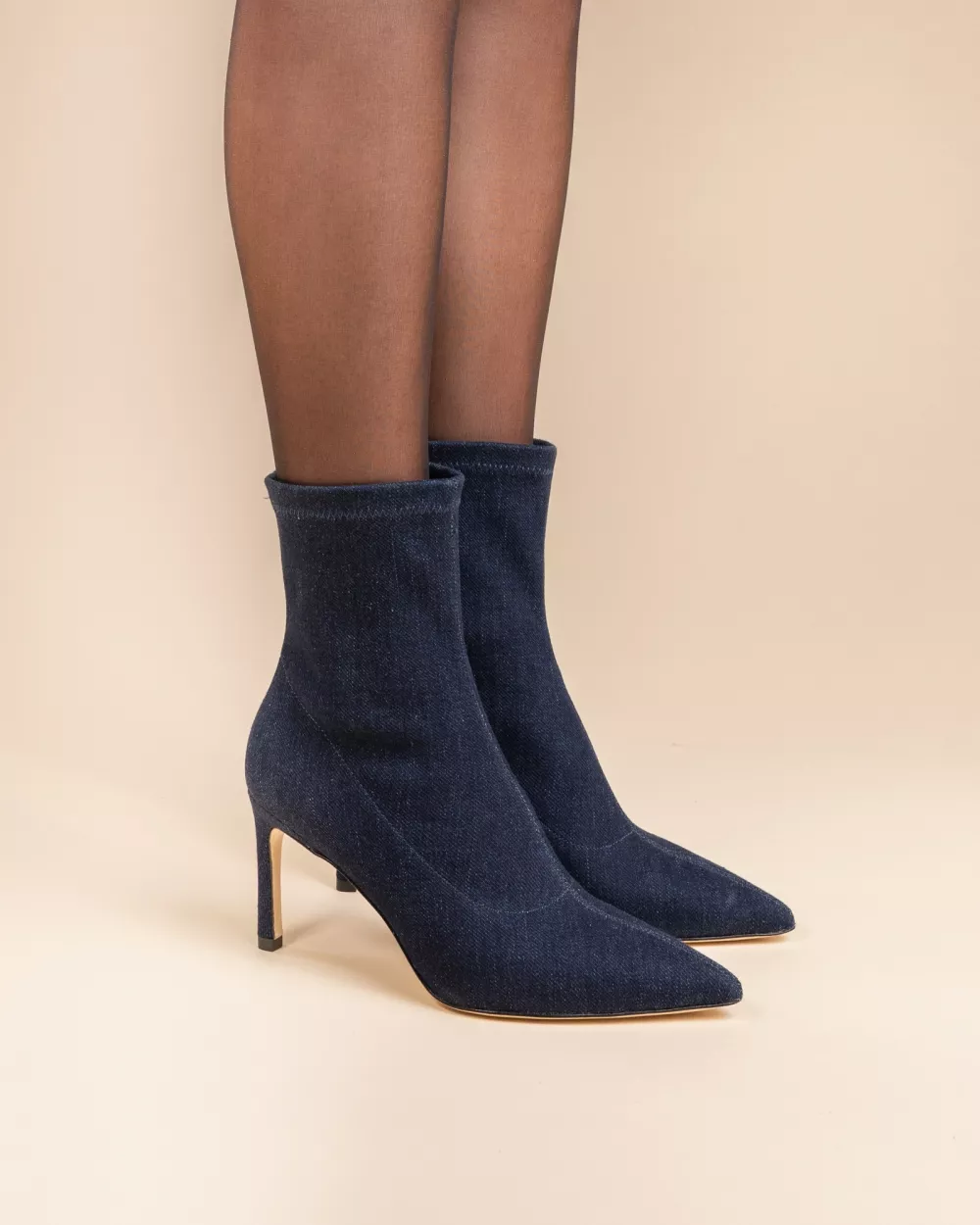 STRETCH BOOTS IN BLUE DENIM WITH POINTED TOE AND STILETTO HEEL EMIN BUE DENIM