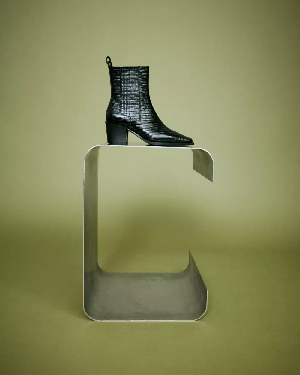 BLACK LIZARD LOW BOOTS WITH SMALL BLOCK HEEL JANE II BLACK LIZARD