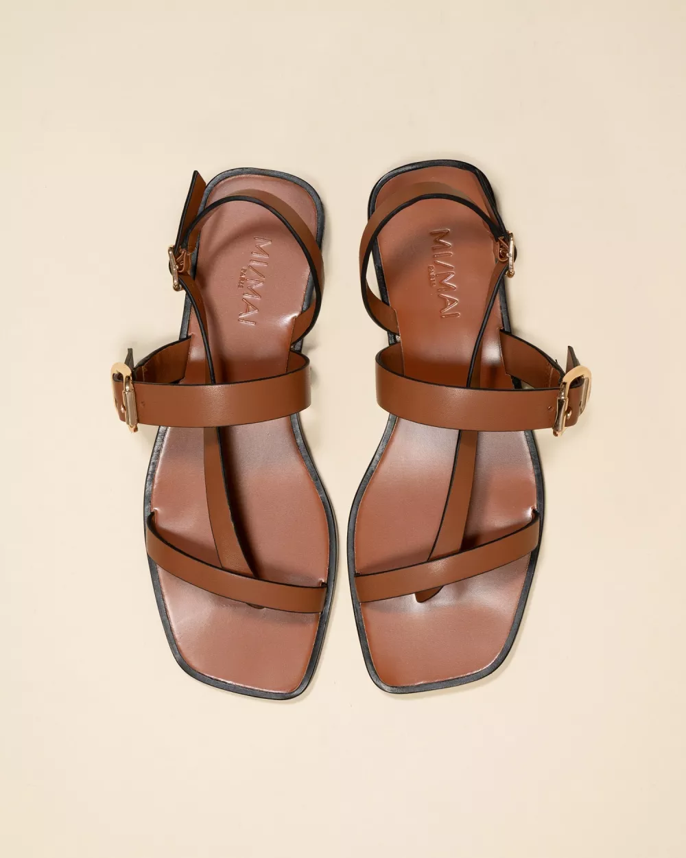 Twill Brown Flat Sandals