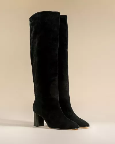 Bottes à talon en daim Dolly Black