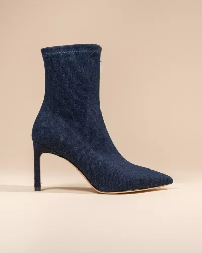 STRETCH BOOTS IN BLUE DENIM WITH POINTED TOE AND STILETTO HEEL EMIN BUE DENIM