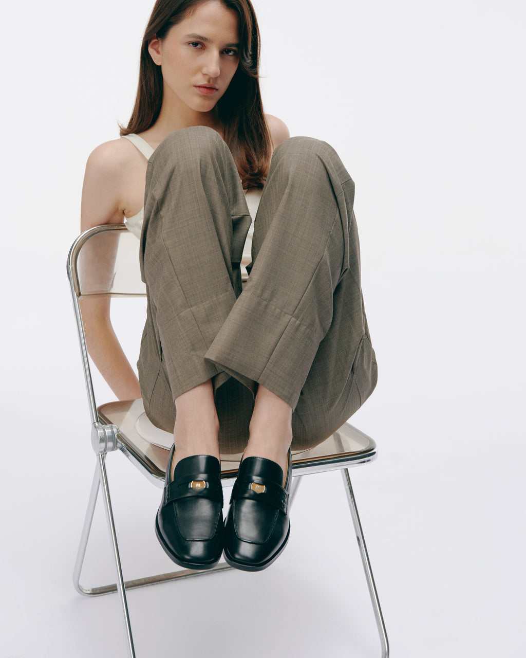 MOCASSINS EN CUIR NOIR LUCIANO PENNY BLACK