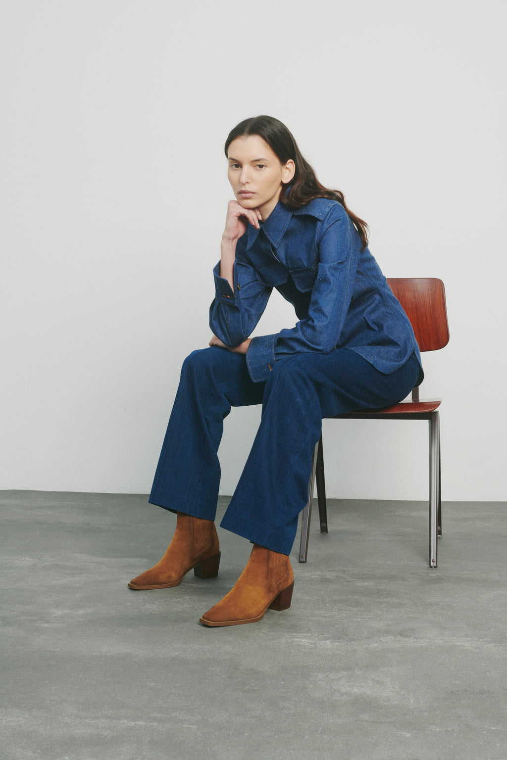 BOTTINES CHELSEA EN DAIM MARRON A PETIT TALON BLOC JANE II BROWN SUEDE