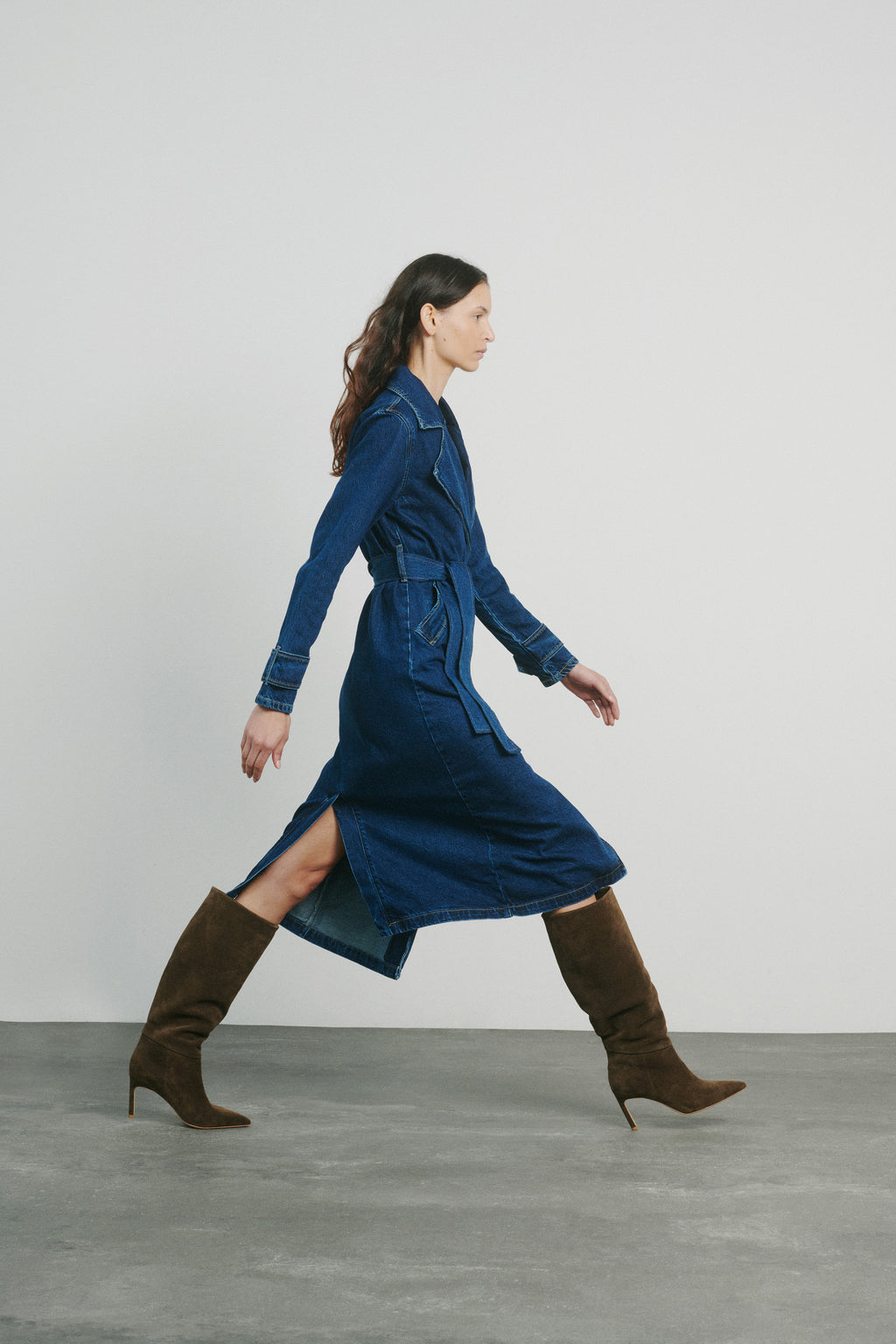 Khaki suede boots with stiletto heel, Coco khaki suede