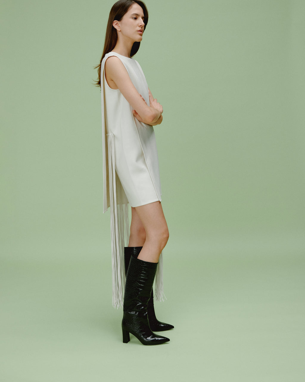 WASSILY BLACK CROCODILE-EVIDED HIGH-HEEL BOOTS