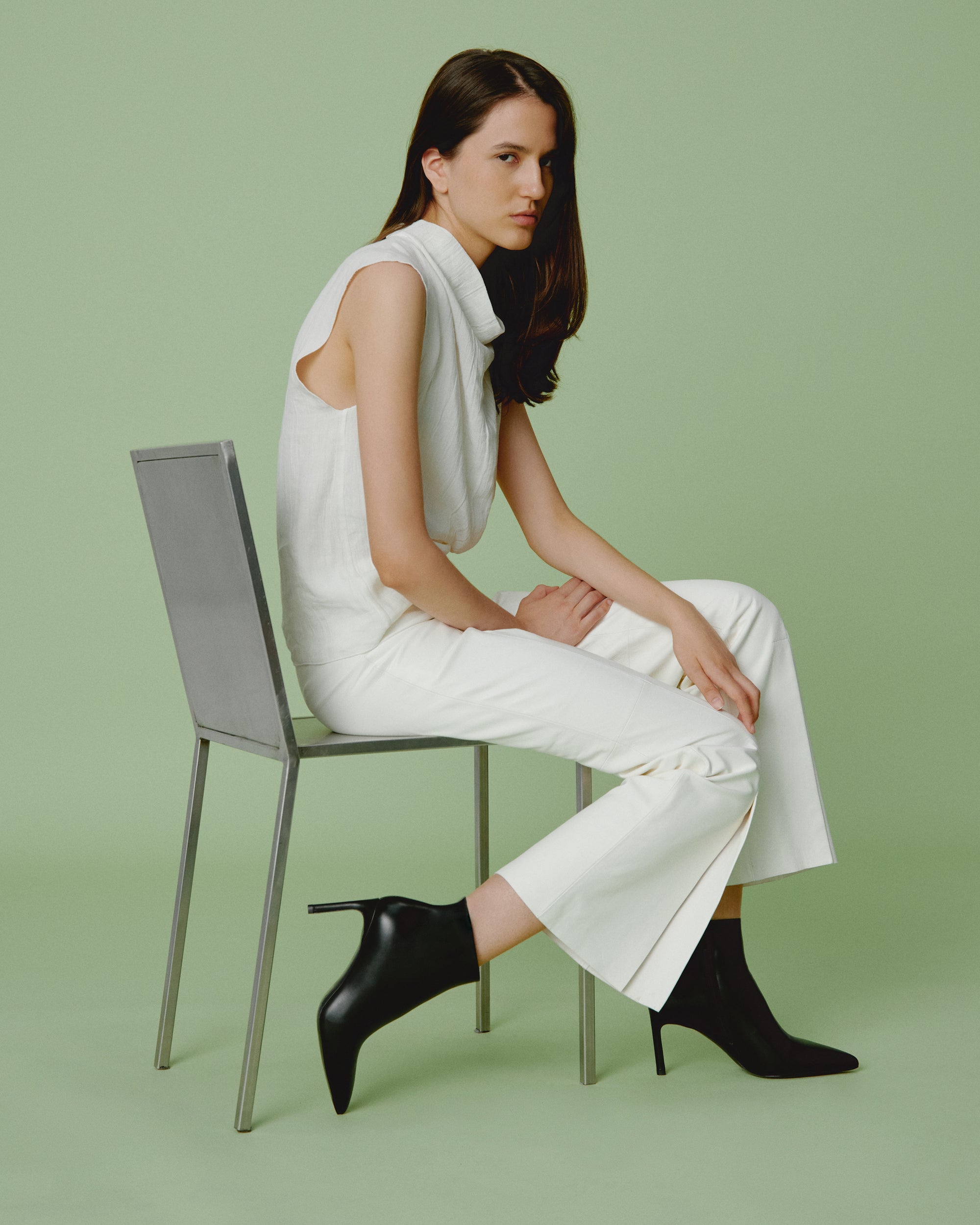 Bottines à talon et bout pointu Noura Black Calf