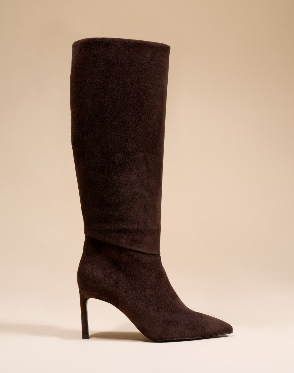 Bottes à talon aiguille et bout pointu en daim chocolat Coco Chocolate Suede