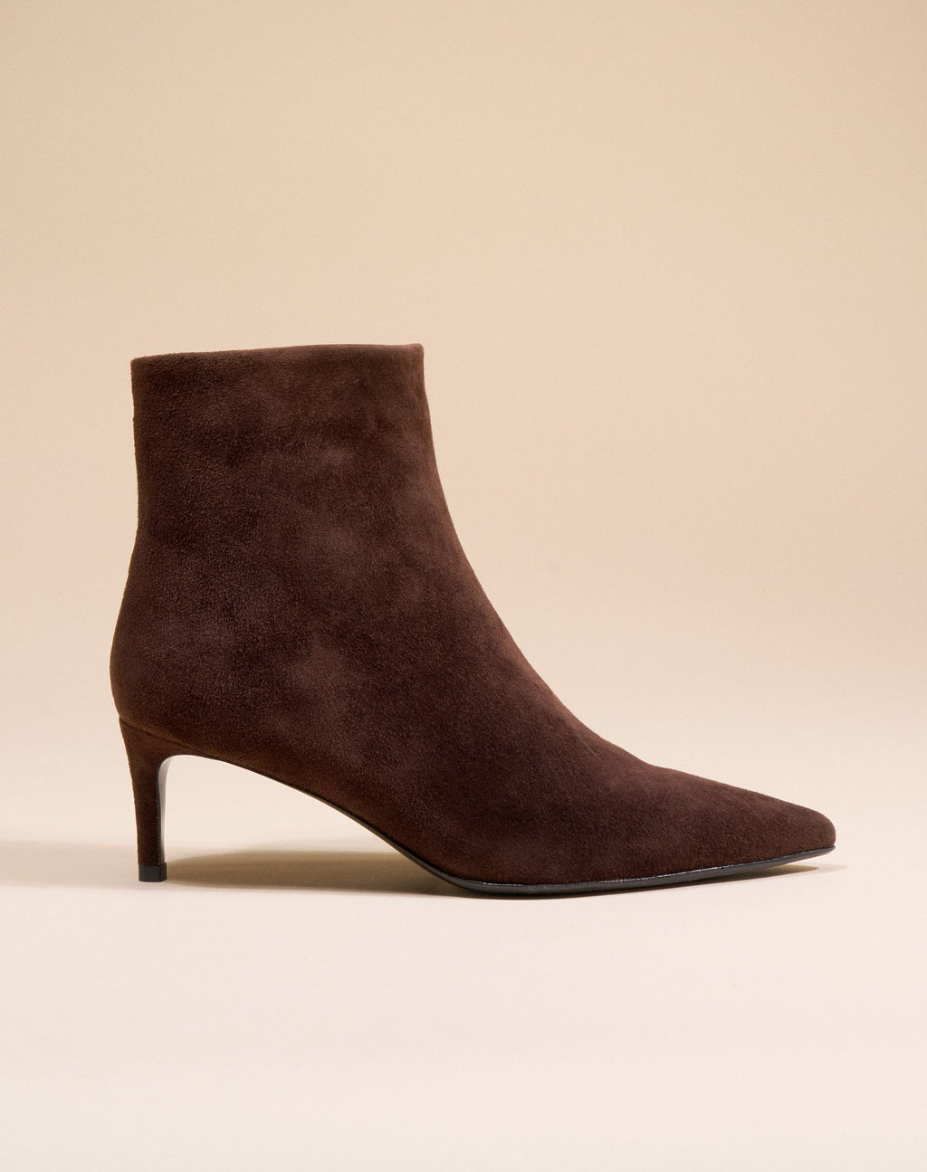 Bottines à talon et bout pointu Noura Low Chocolate Suede