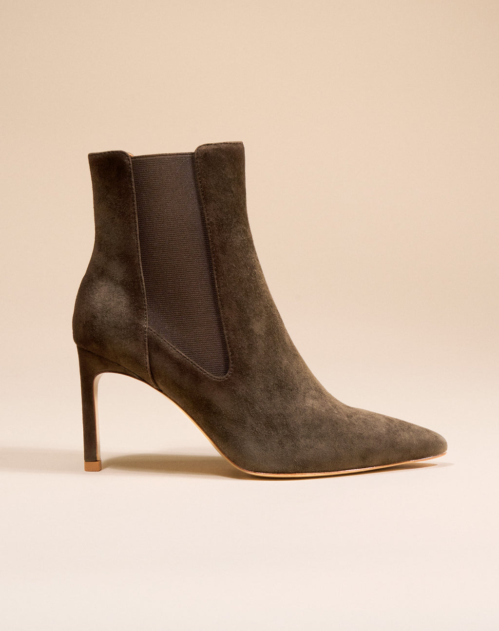 Bottines à talon et bout pointu Dora Kaki Suede