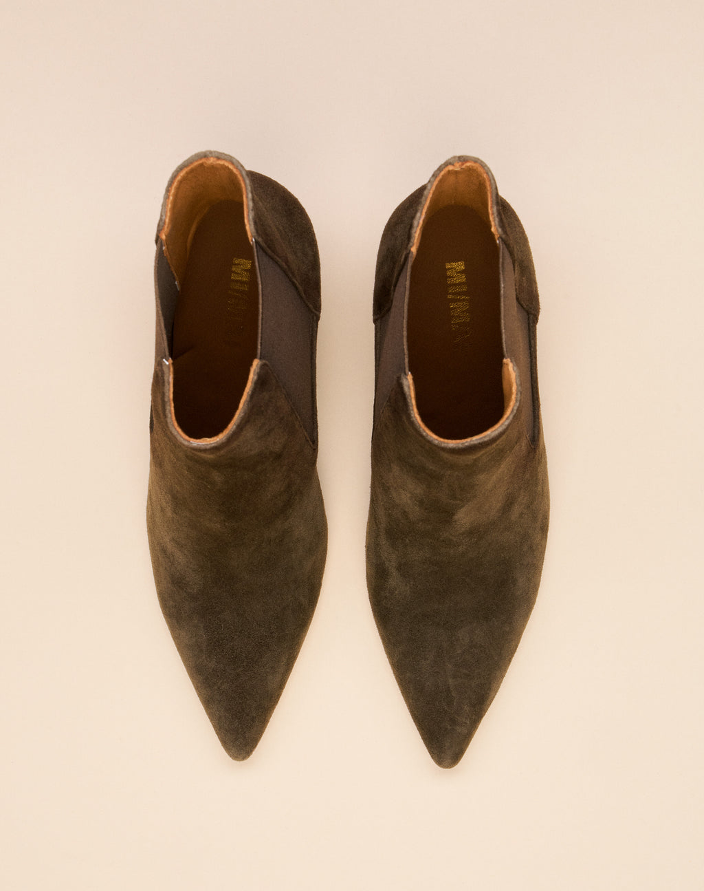 Bottines à talon et bout pointu Dora Kaki Suede