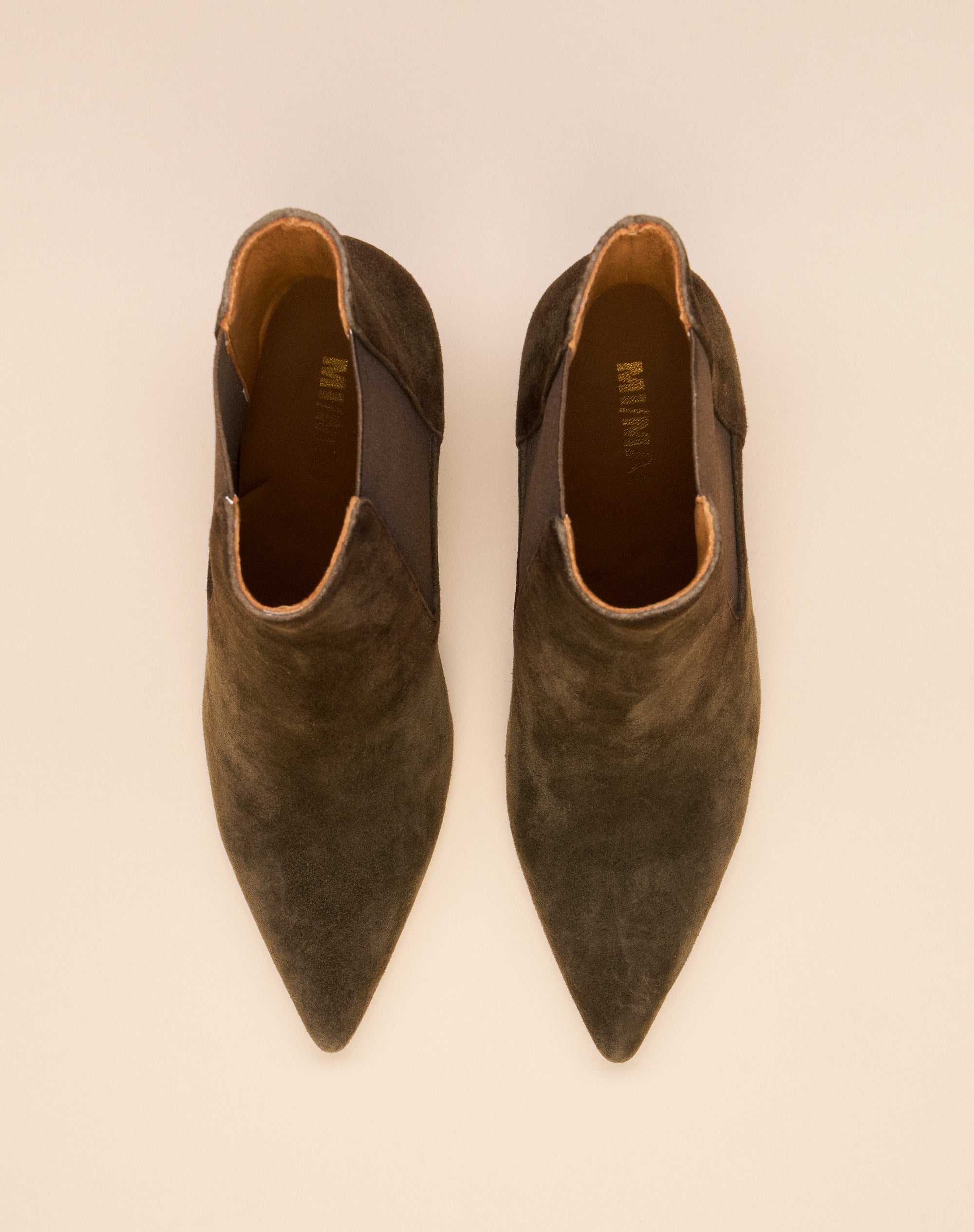 Bottines à talon et bout pointu Dora Kaki Suede