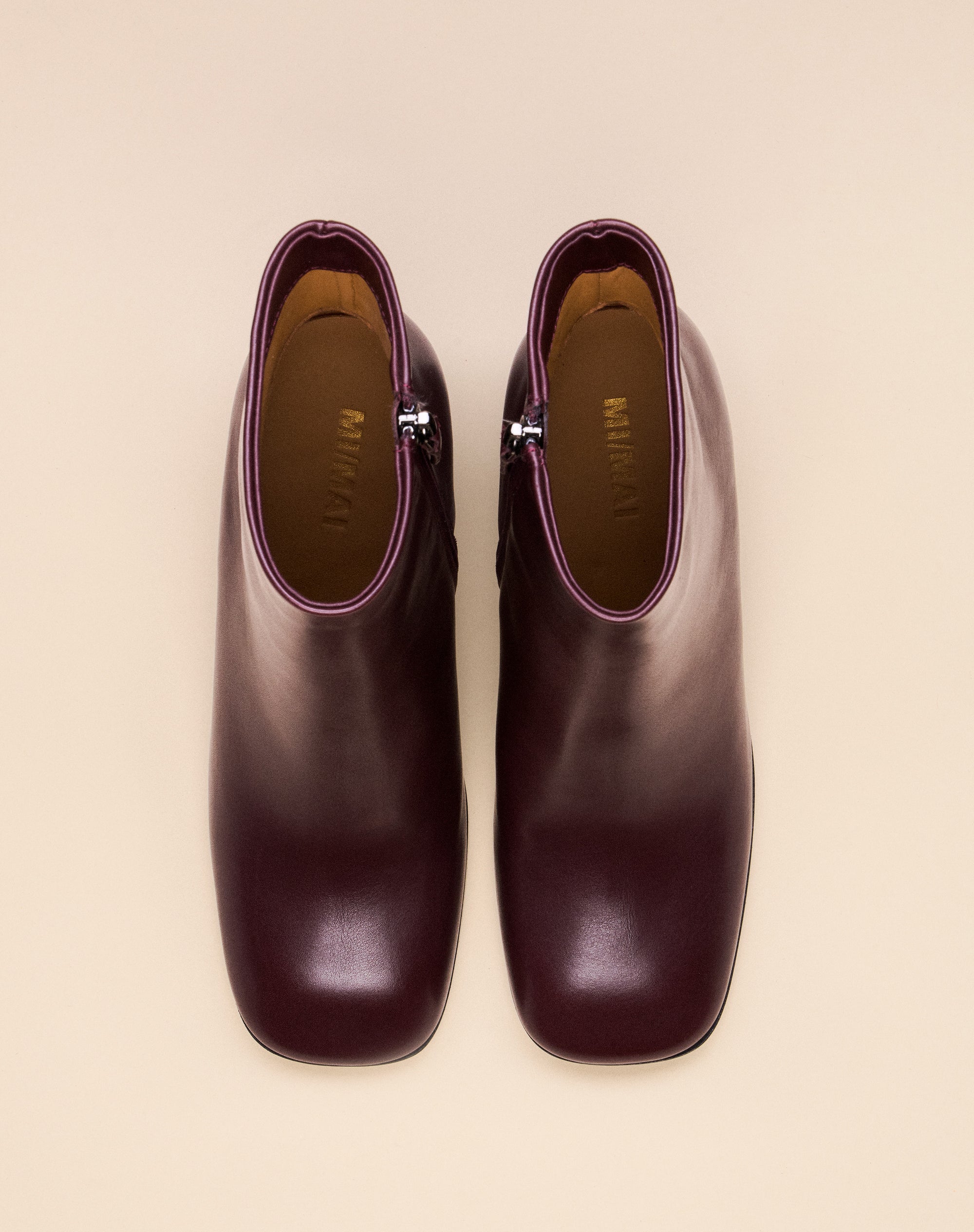 BOTTINES BORDEAUX A BOUT CARRE ET TALON HAUT RAMS BURGUNDY