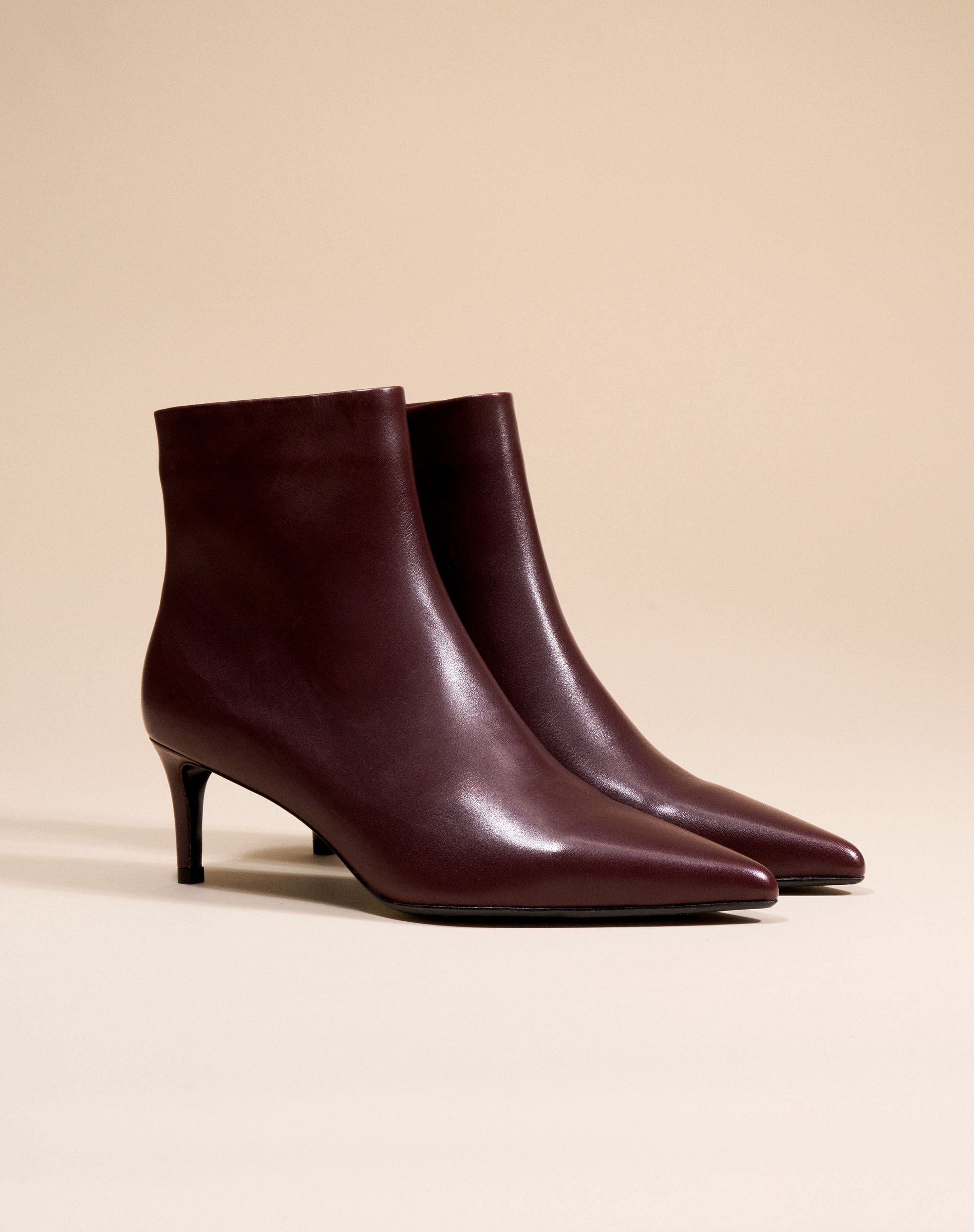 Bottines à talon et bout pointu Noura Low Burgundy