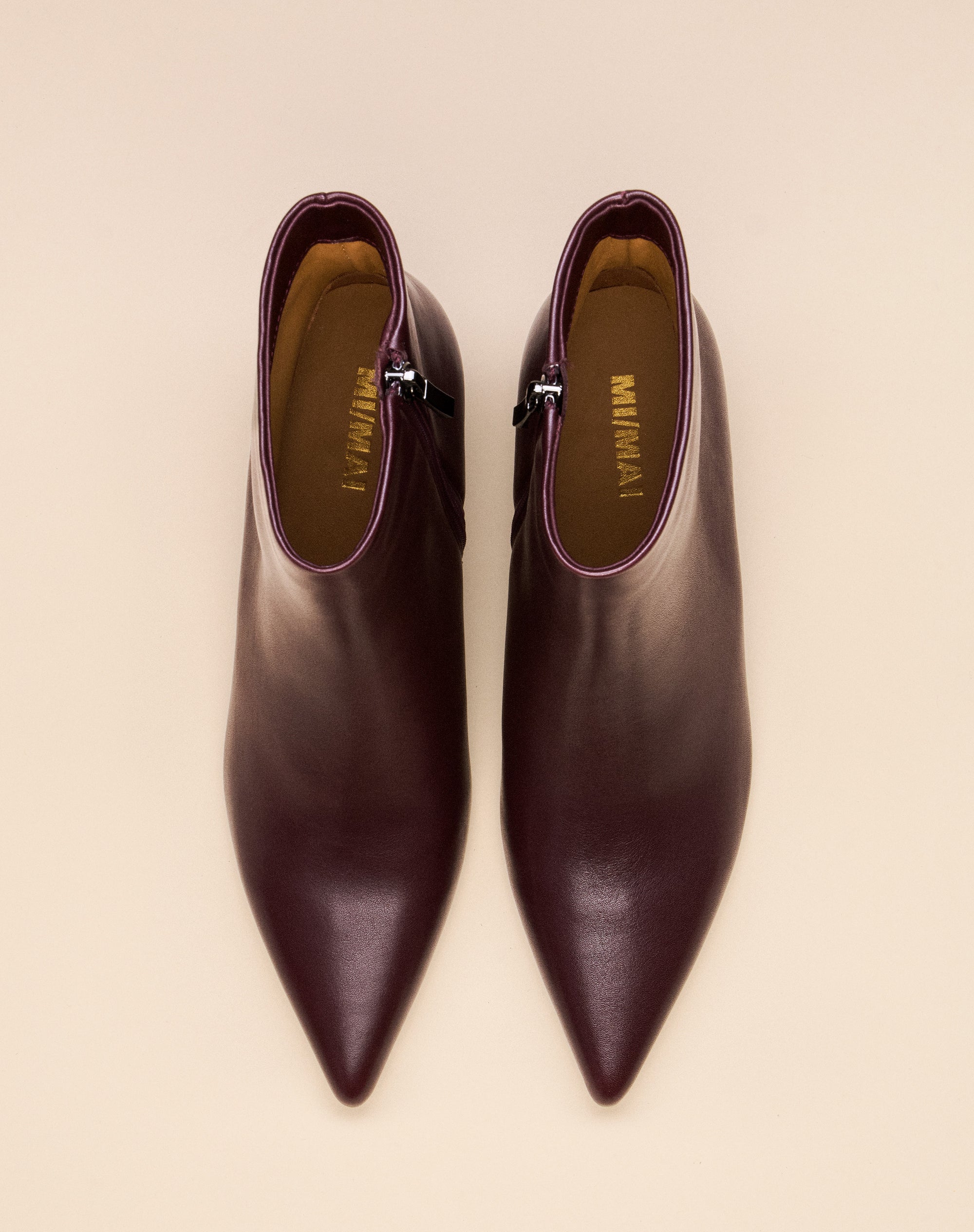 Bottines à talon et bout pointu Noura Low Burgundy