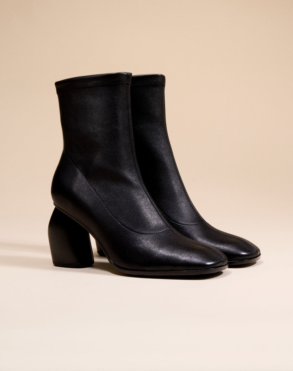 RASMUS HIGH BLACK LAMB SQUARE-TOE HIGH HEEL ANKLE BOOTS