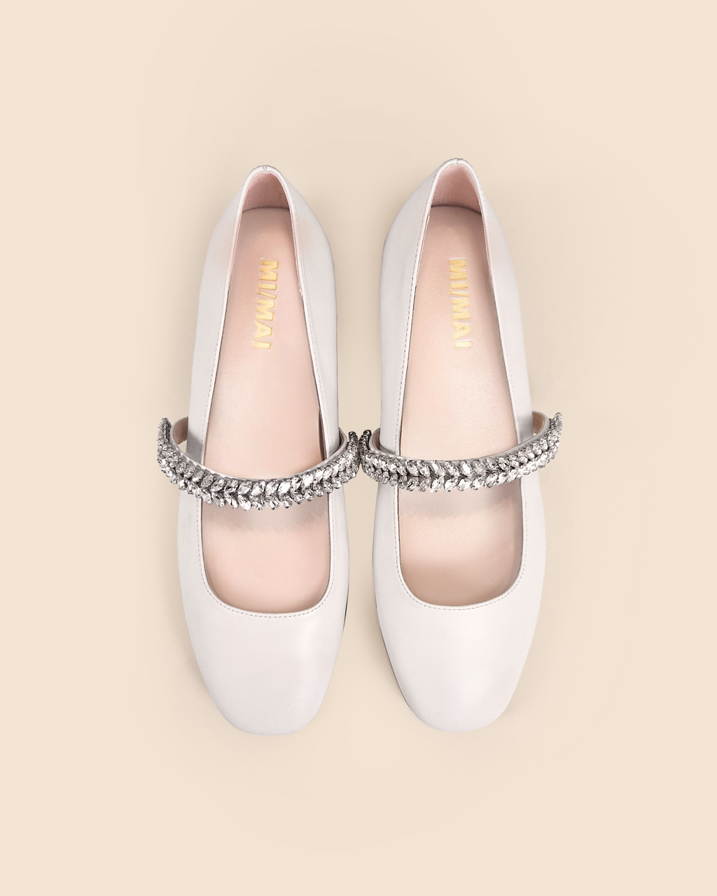 Ballerines en cuir blanc à strass Patsy White