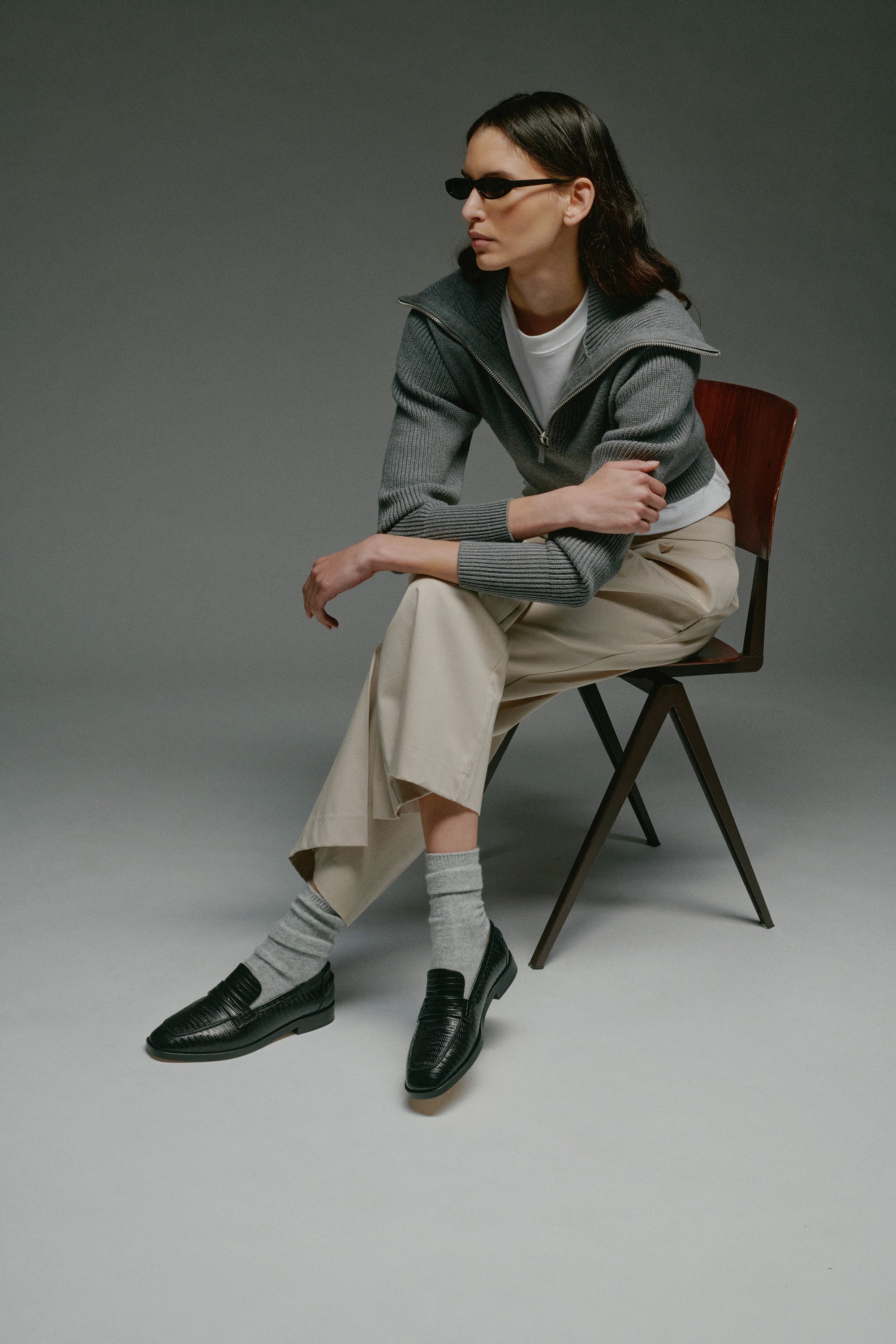 MOCASSINS EN CUIR NOIR FACON LEZARD LUCIANO BLACK LIZARD