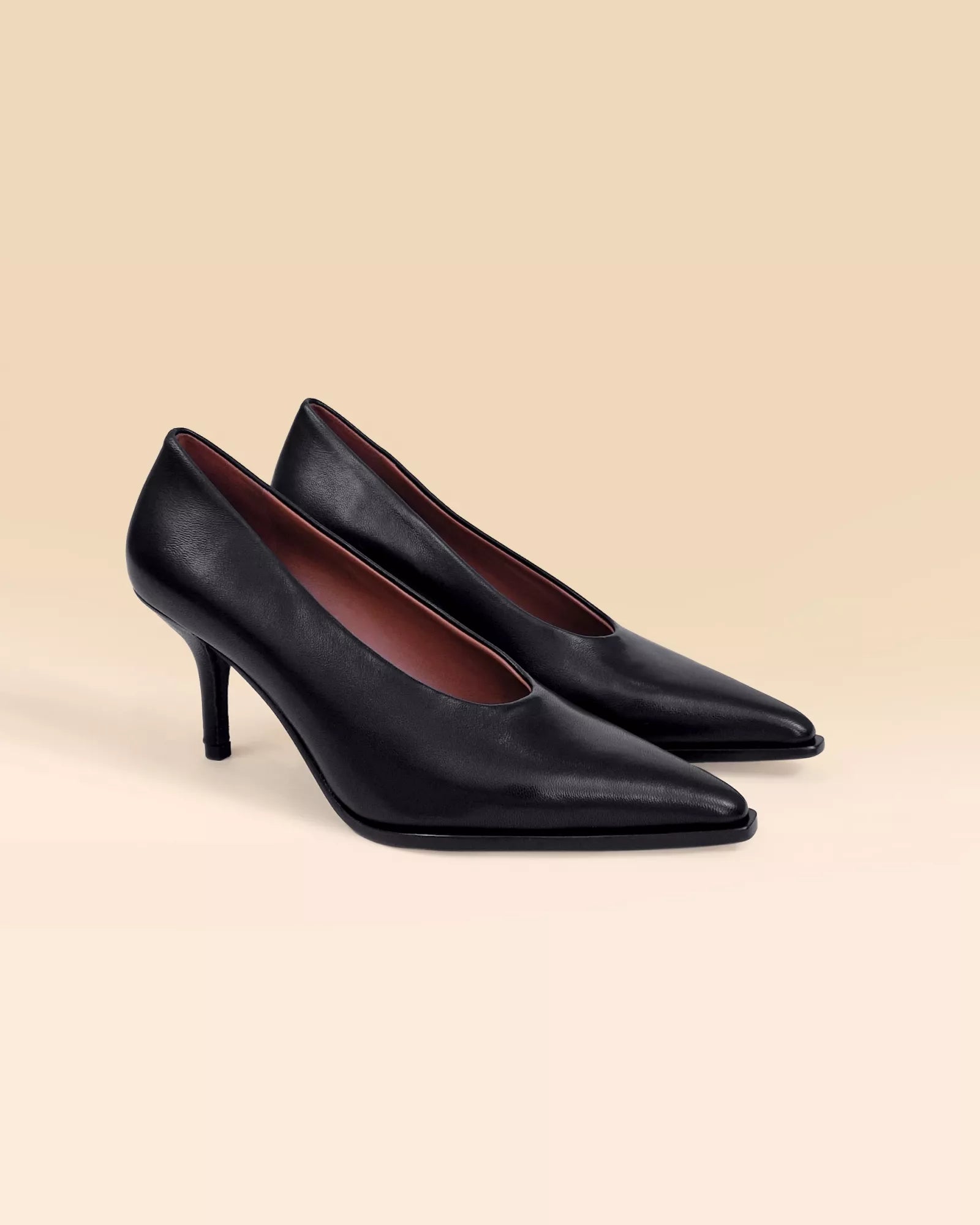 Escarpin en cuir noir à bout pointu Anna Black