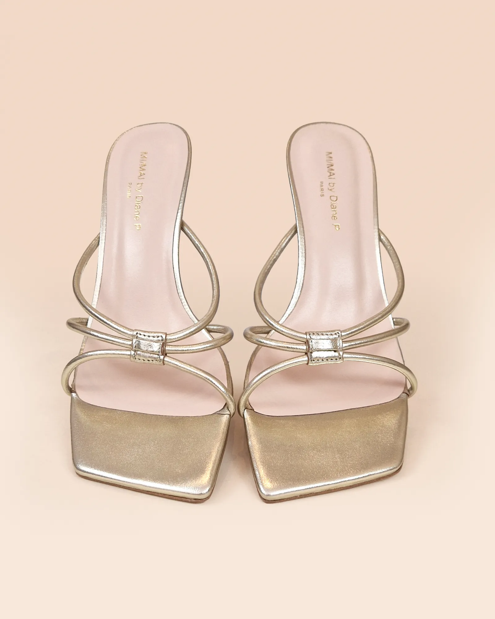 Mules à brides en cuir doré et accessoires interchangeables Thira Gold