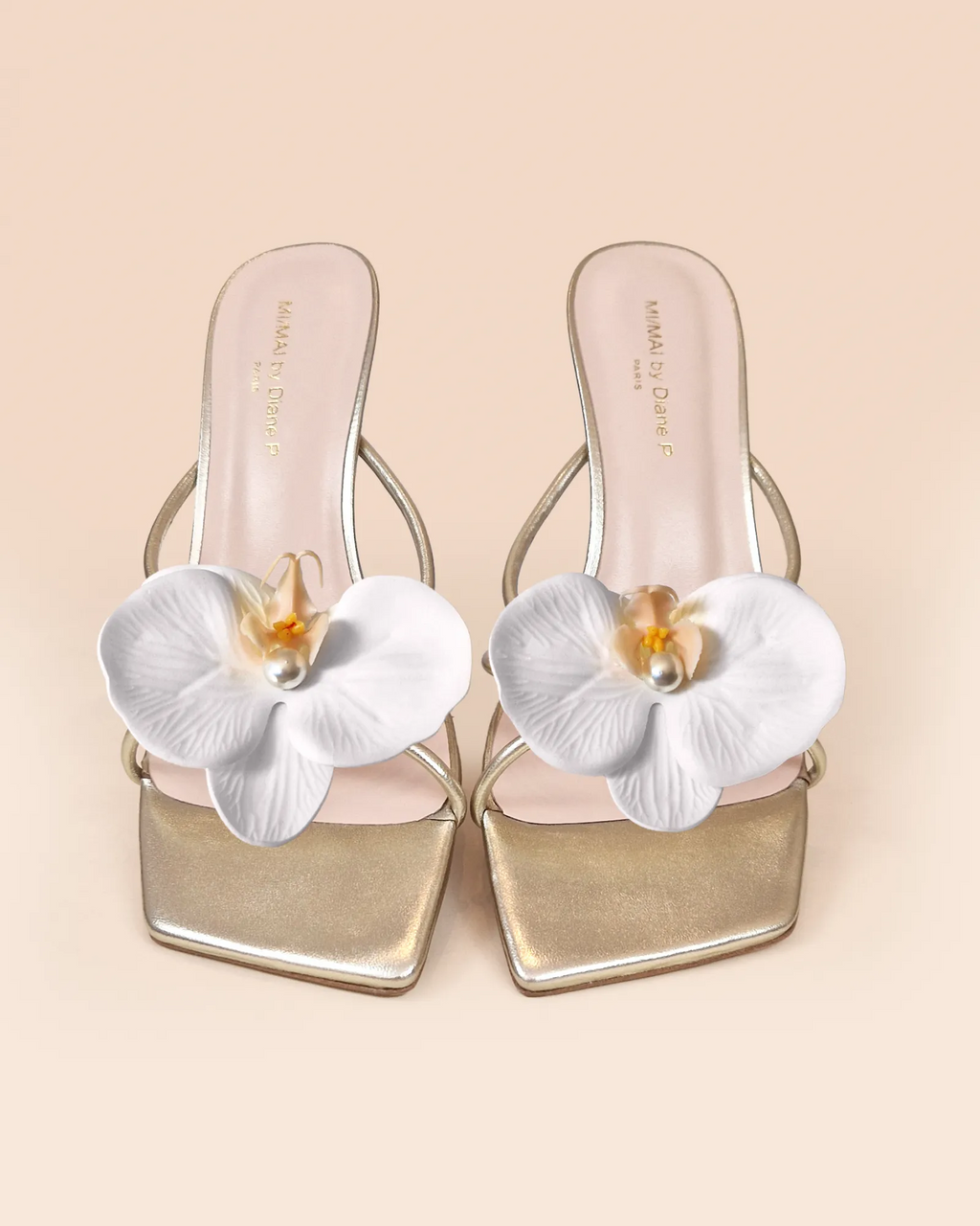 Mules à brides en cuir doré et accessoires interchangeables Thira Gold
