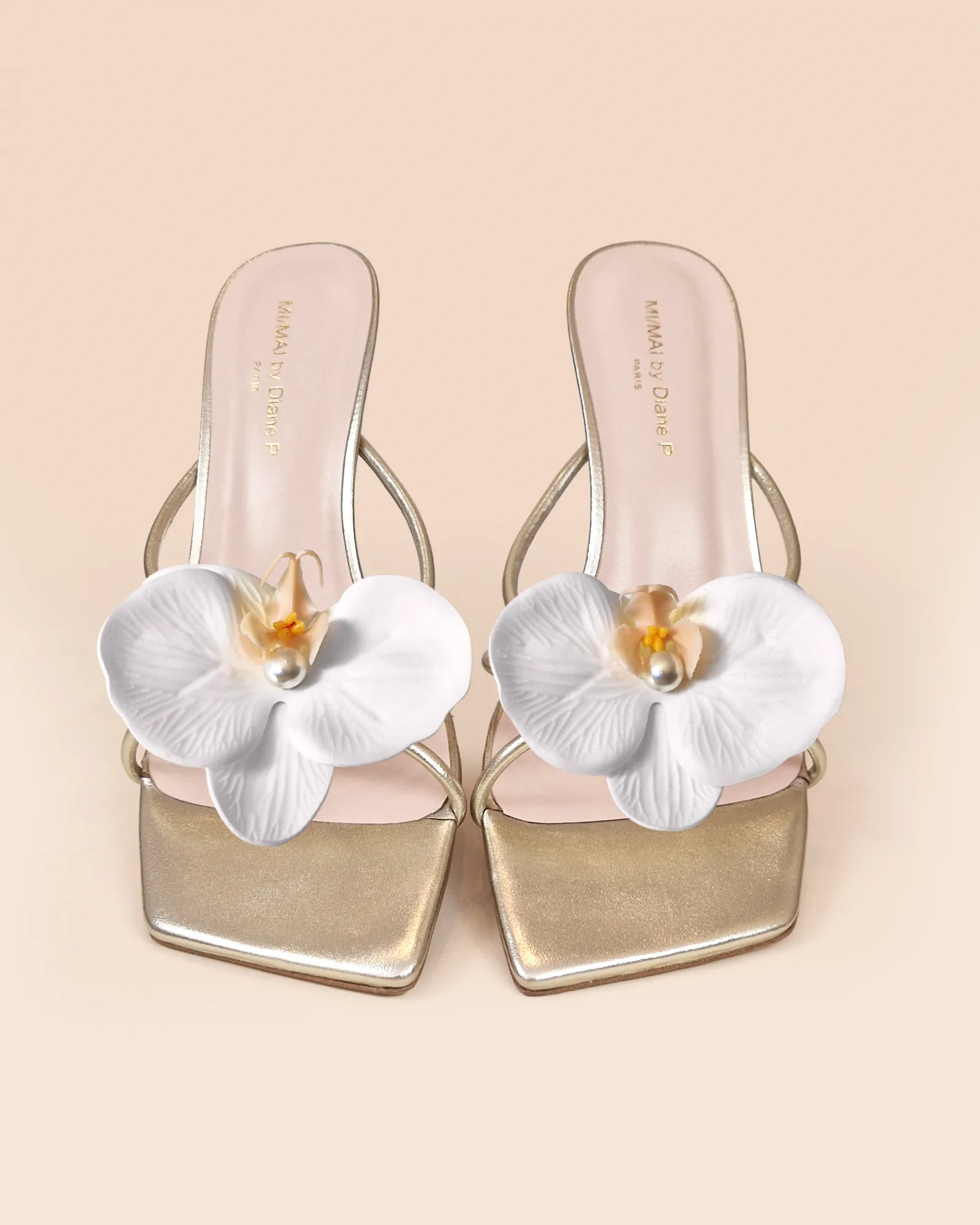 Mules à brides en cuir doré et accessoires interchangeables Thira Gold