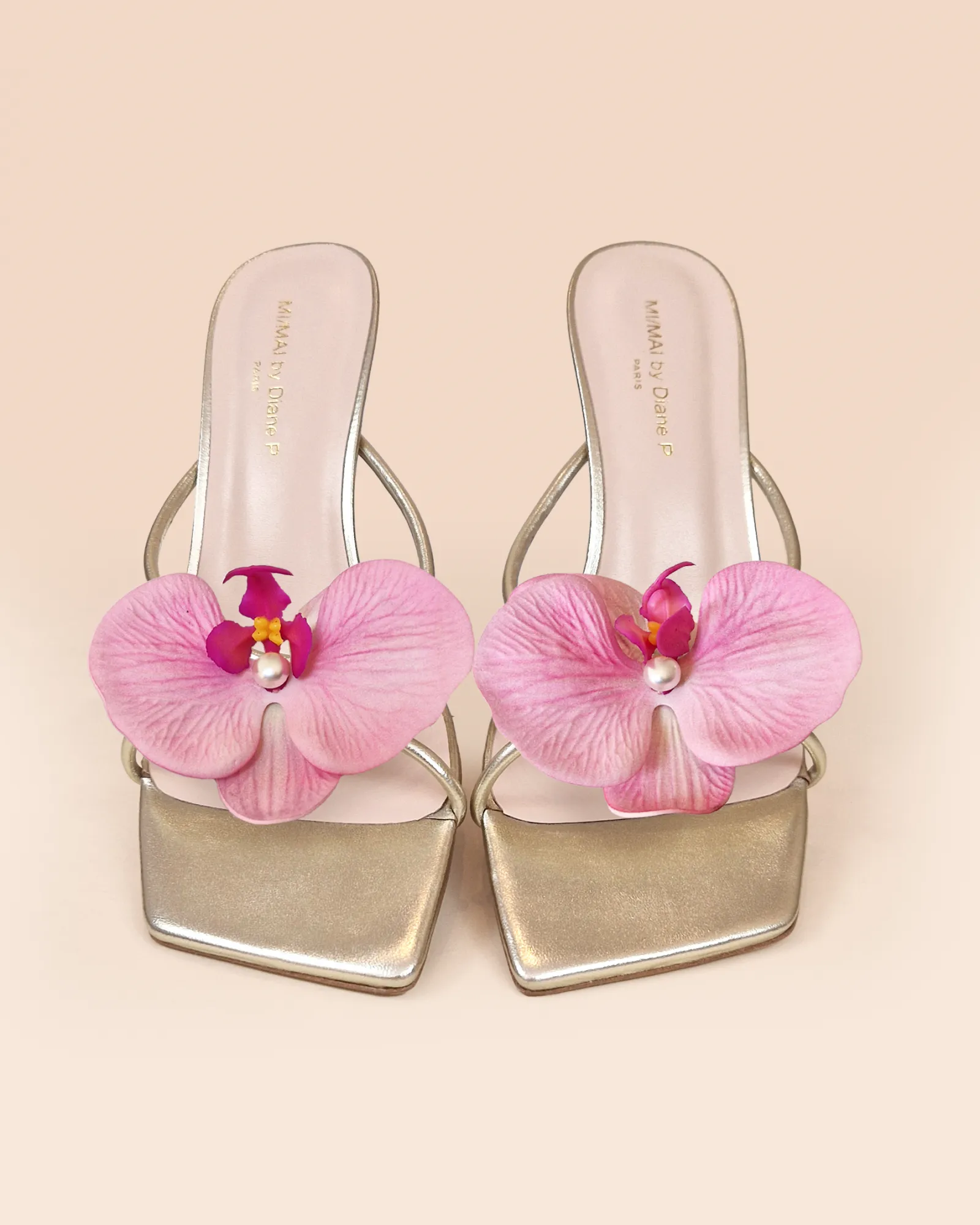 Mules à brides en cuir doré et accessoires interchangeables Thira Gold