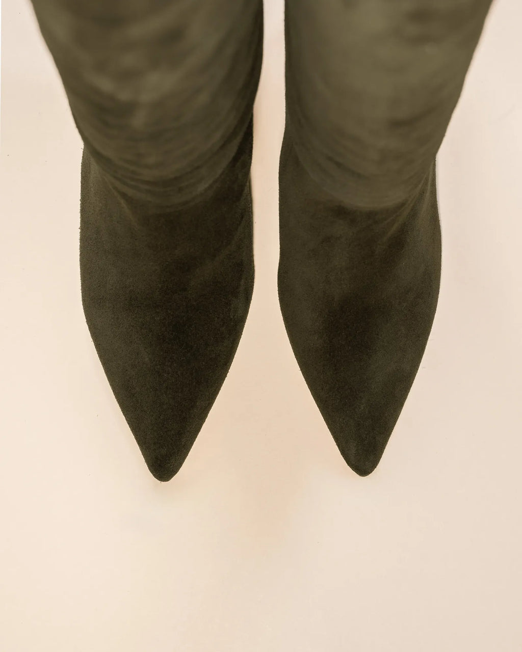 Khaki suede boots with stiletto heel, Coco khaki suede