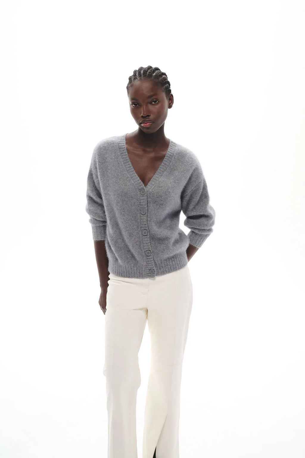 CARDIGAN EN MAILLE DE RACCOON CARMI GREY