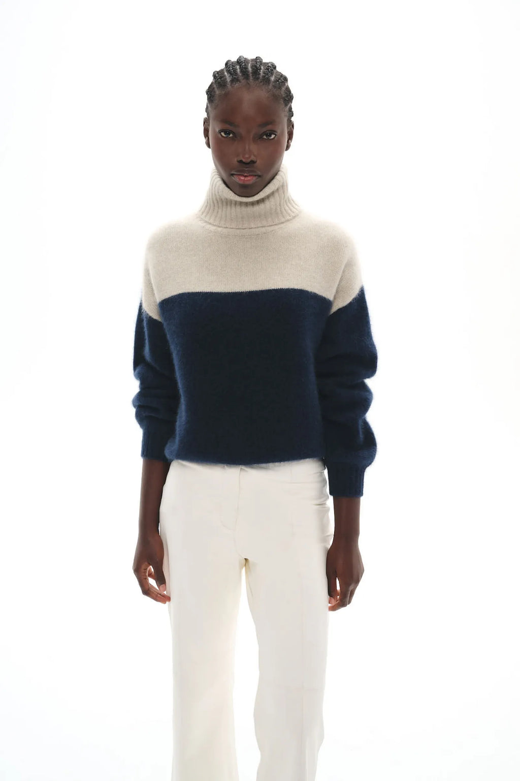 PULL EN MAILLE DE RACOON SOLAL NAVY GREY