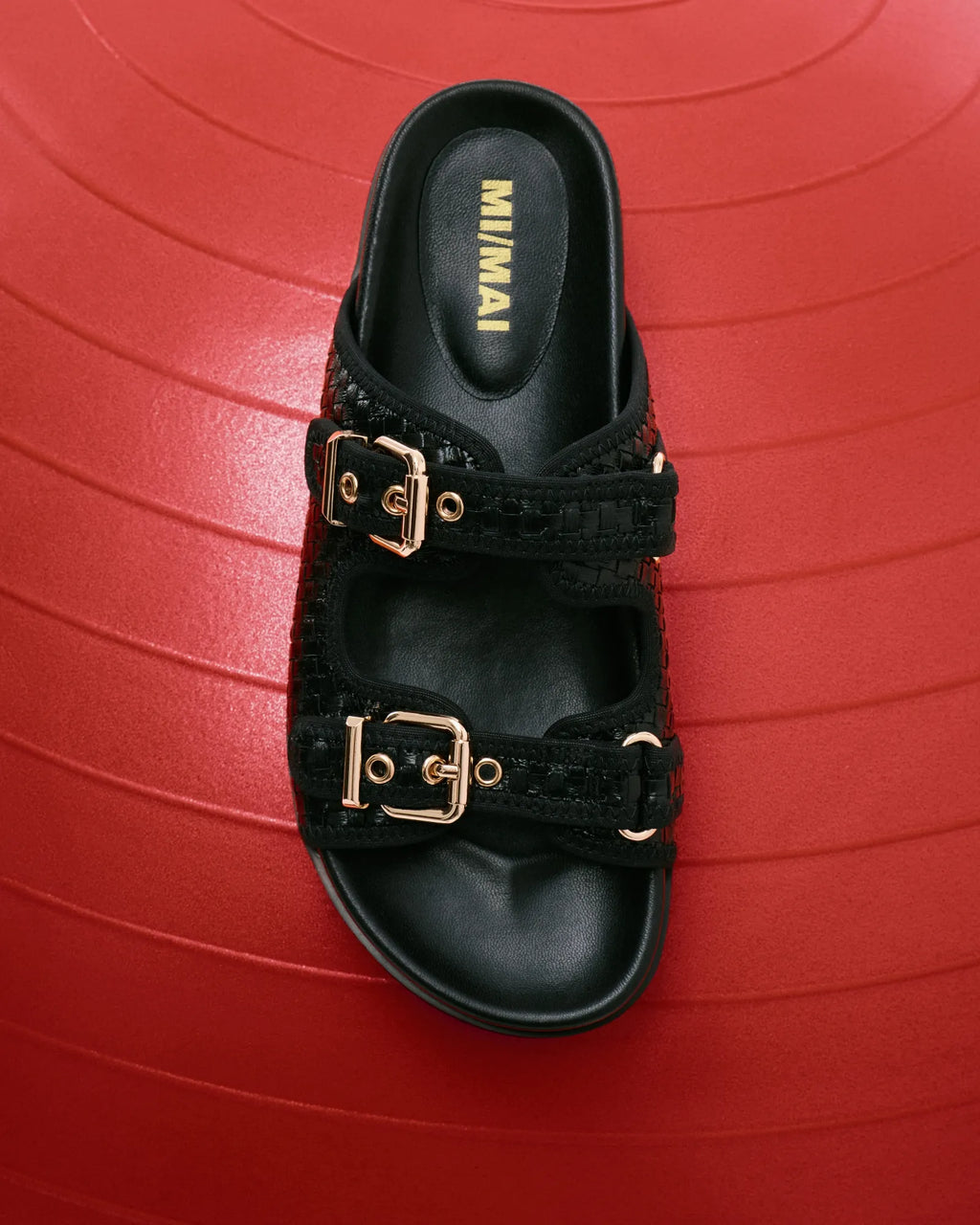 Nu-pied mule à brides et boucles en cuir noir Yayoi Black