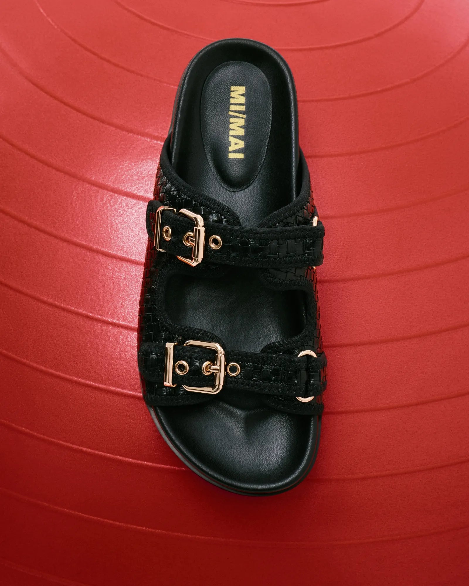 Nu-pied mule à brides et boucles en cuir noir Yayoi Black