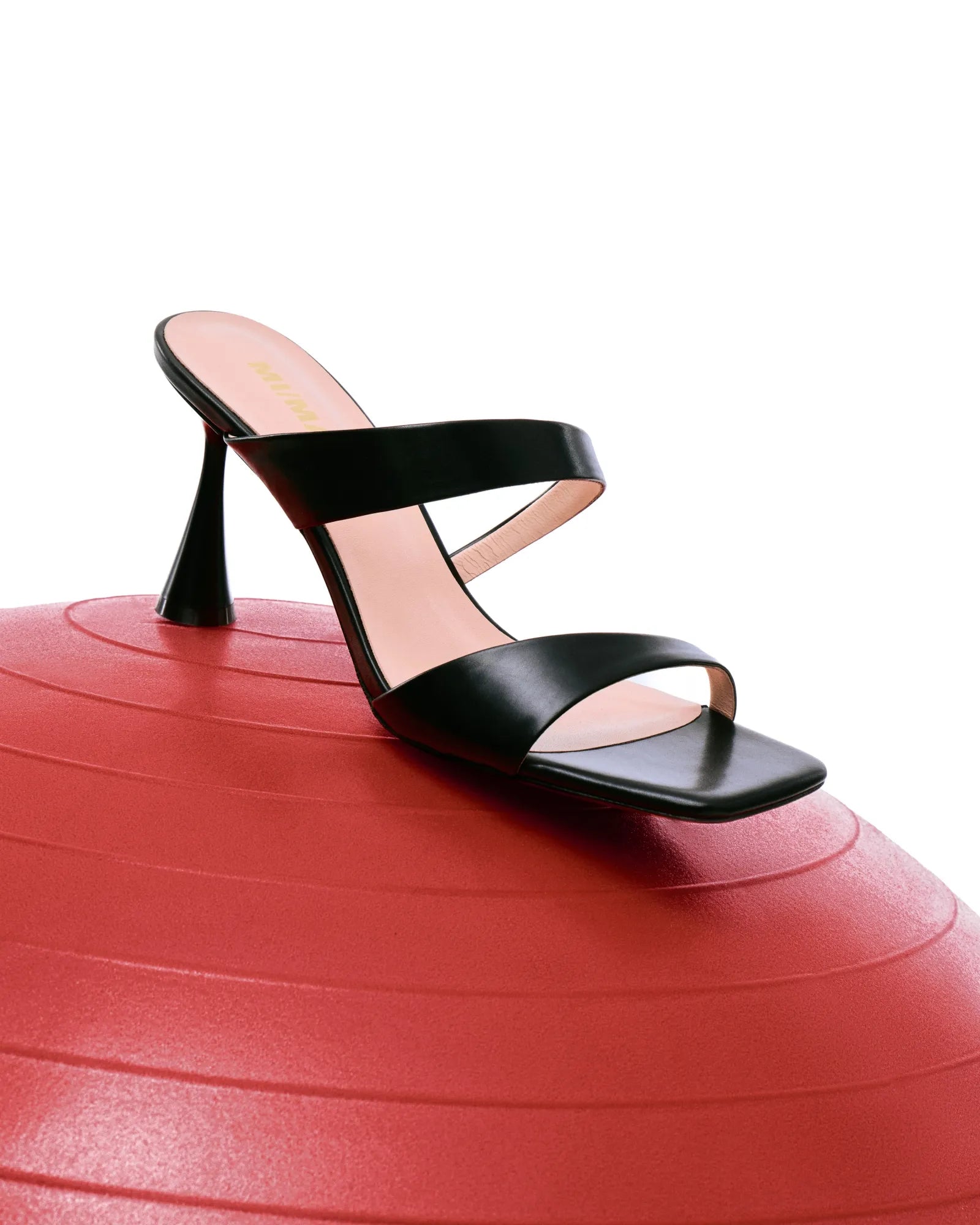 Tara Black high-heeled, square-toe leather mule sandal