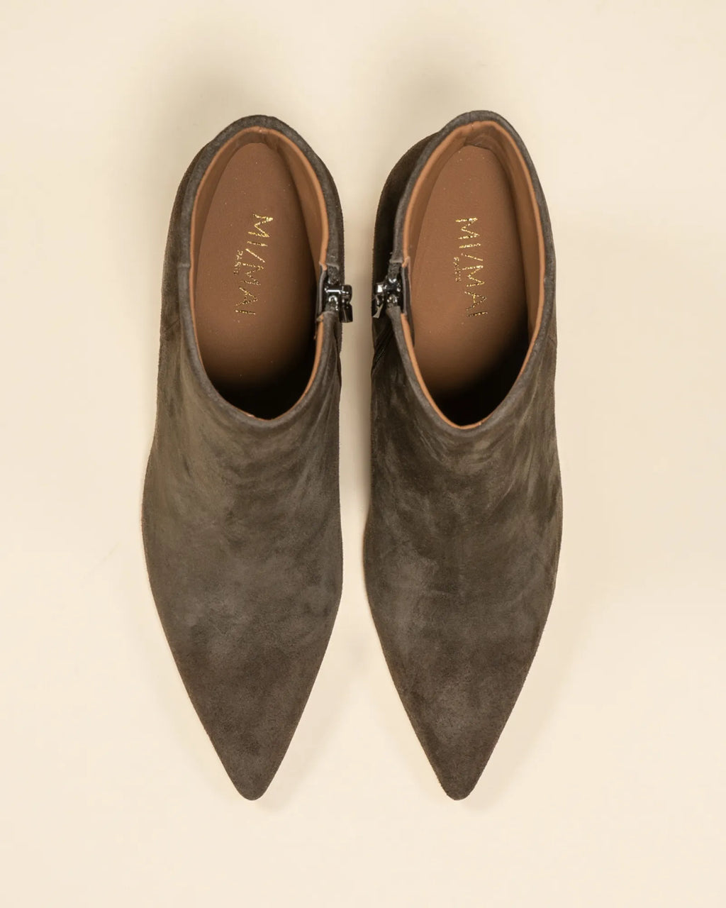 Bottines à talon et bout pointu Noura Kaki Suede