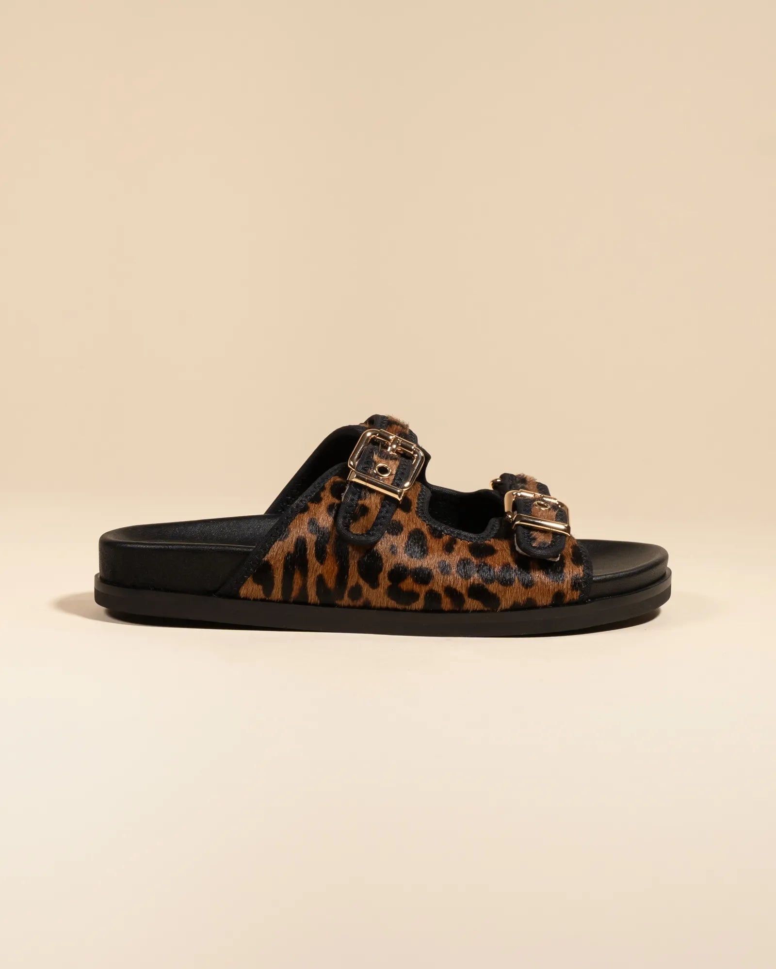 Nu-pied mule à brides et boucles à imprimé léopard Yayoi Leo