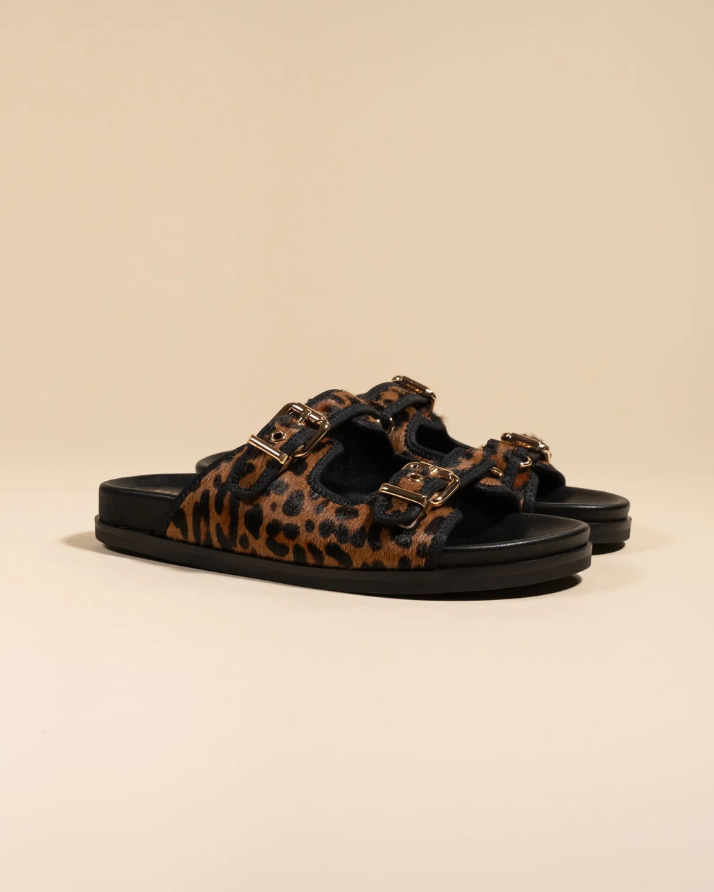 Nu-pied mule à brides et boucles à imprimé léopard Yayoi Leo