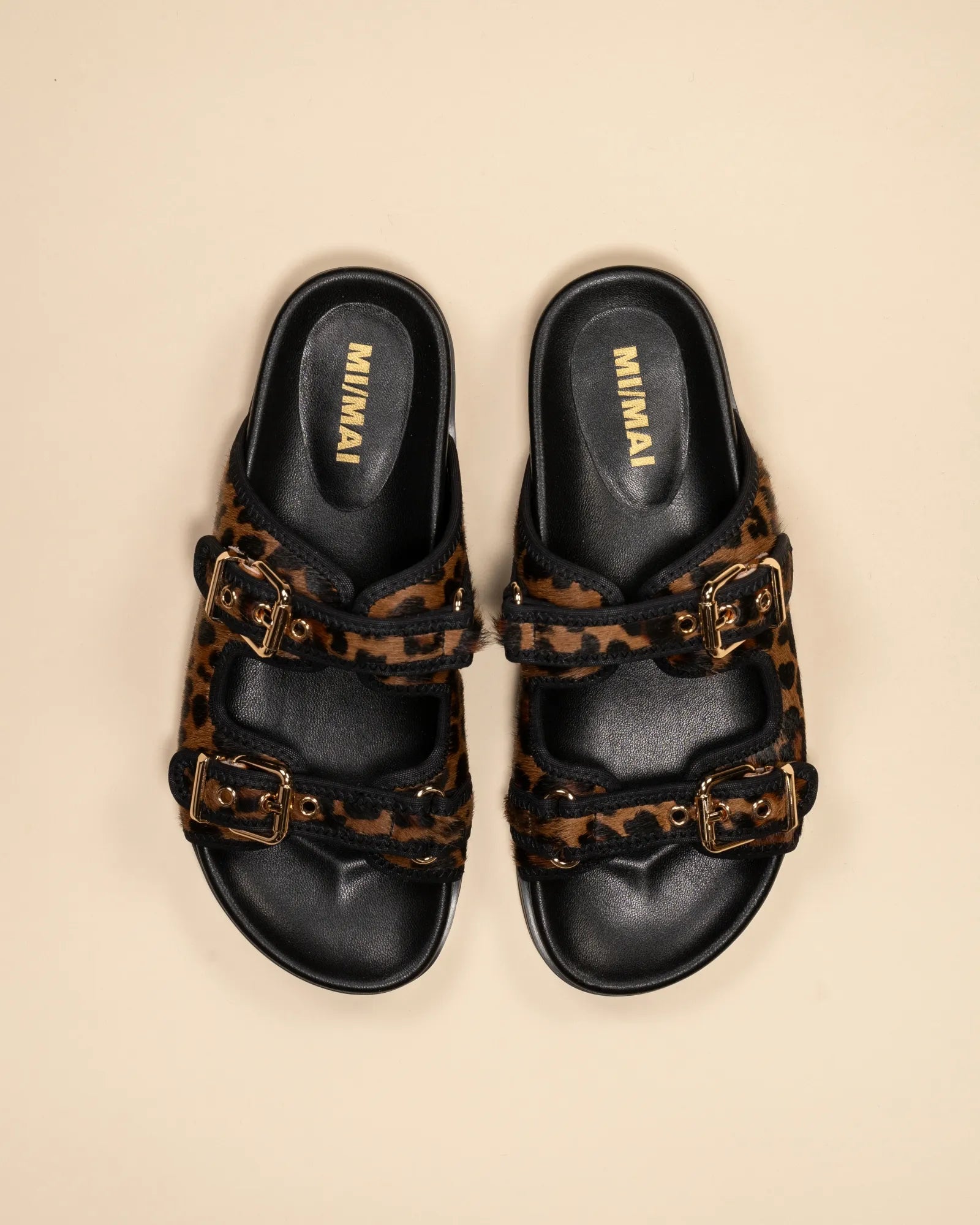 Nu-pied mule à brides et boucles à imprimé léopard Yayoi Leo