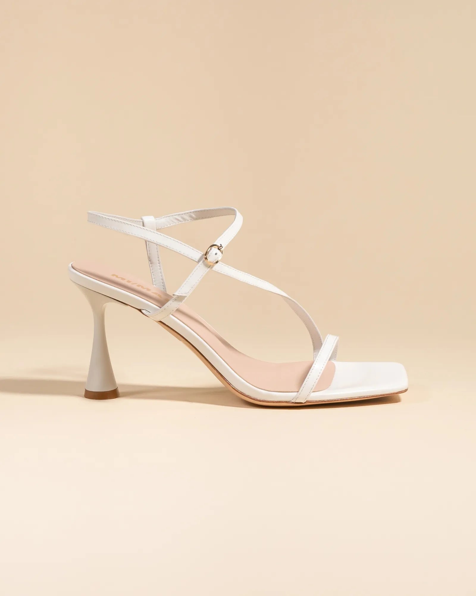 Sandale à bride et bout carré en cuir blanc Sally White