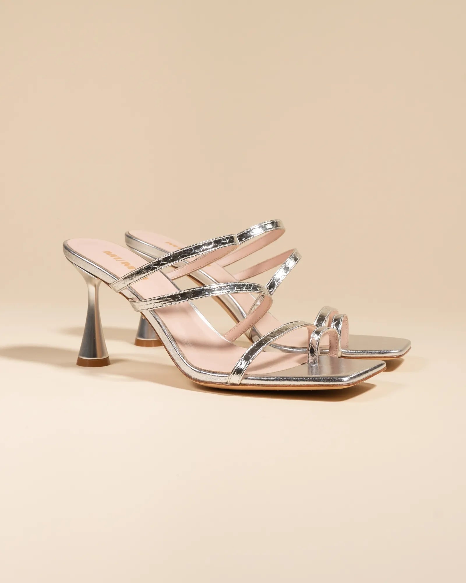 Silver Snake square-toe strappy sandal