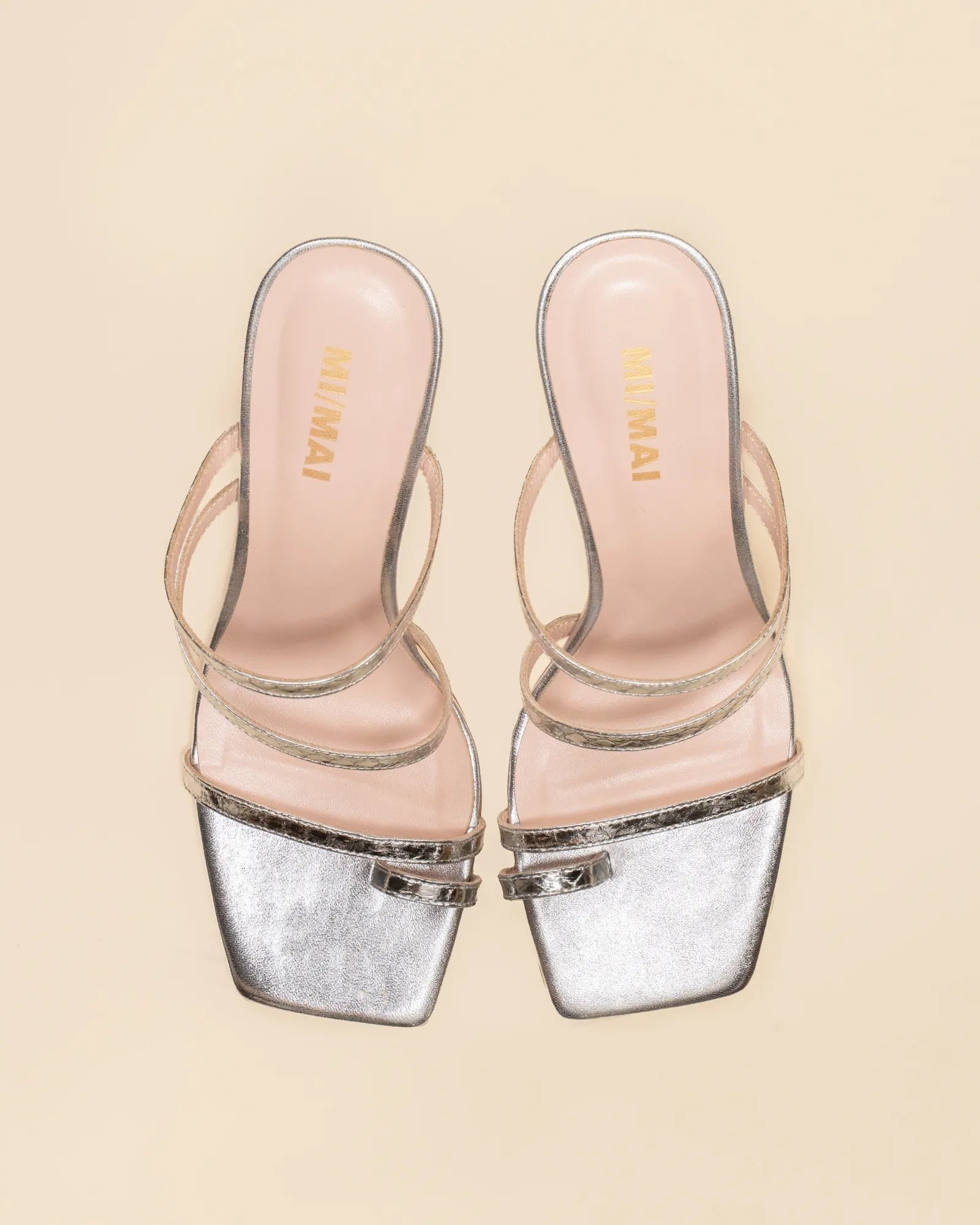 Silver Snake square-toe strappy sandal