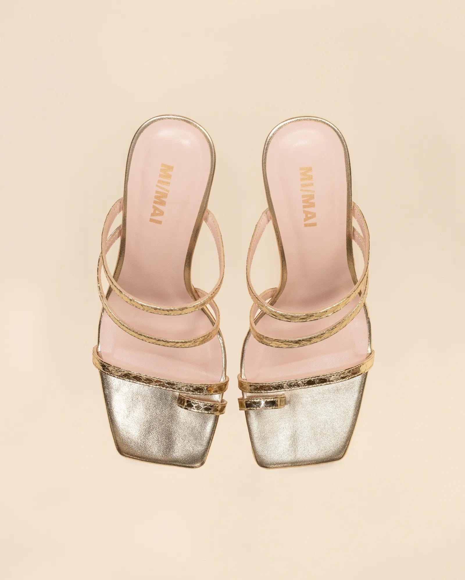 Sorento Gold Snake square-toe strappy sandal